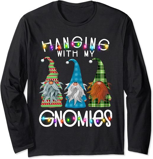 Garden Gnome Pajamas Christmas - Hanging With My Gnomies Long Sleeve