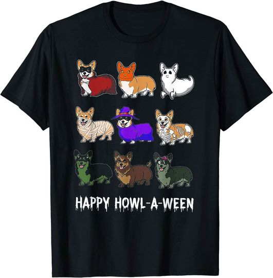 Corgi Dog Halloween Happy Howl-o-ween T-Shirt