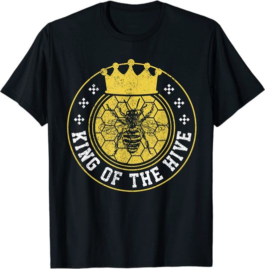 Mens King Of The Hive Bee Lover Funny Beekeeping Beekeeper Gift T-Shirt