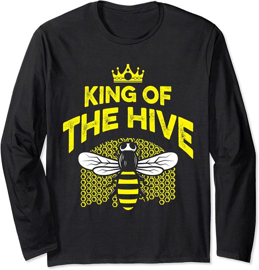 Beekeeper King Of The Hive Funny Honey Bee Farmer Apiarist Long Sleeve T-Shirt