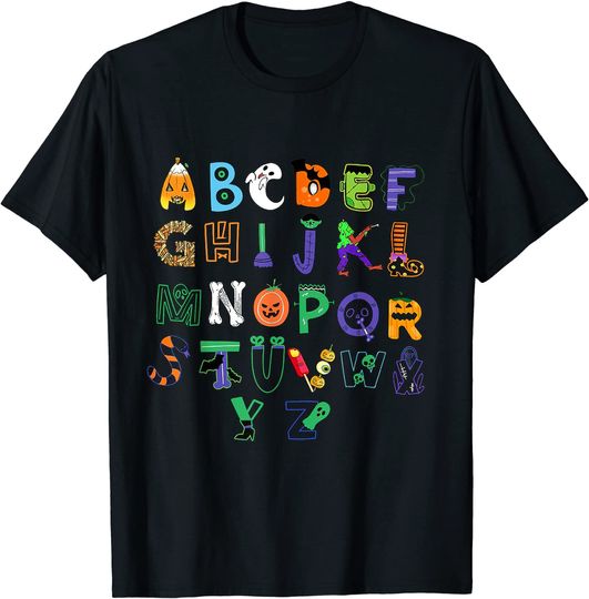 Teachers Halloween Alphabet ABC T-Shirt