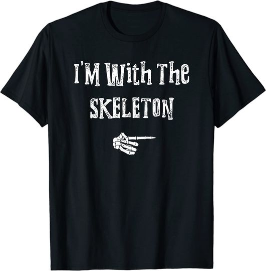 I'm With Skeleton Halloween Couples Matching T-Shirt
