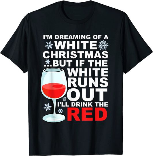 Funny Red Wine White Christmas Wine Lover for Women T-Shirt