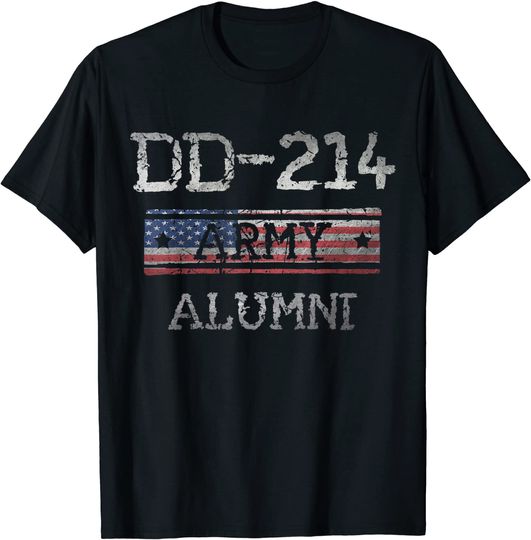 DD-214 Army Alumni Vintage American Flag Military Gift T-Shirt