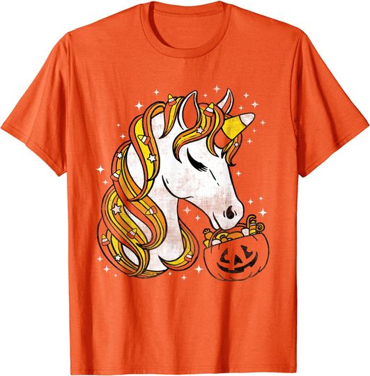 Cute Candy Corn Unicorn Halloween Top T-Shirt