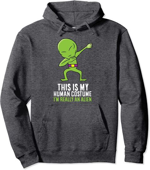 Alien Costume This Is My Human Costume I'm Really An Alien Pullover Hoodie