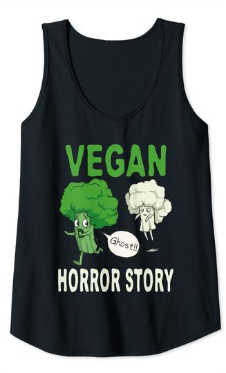 Broccoli Cauliflower Ghost Vegan Horror Story Halloween Tank Top