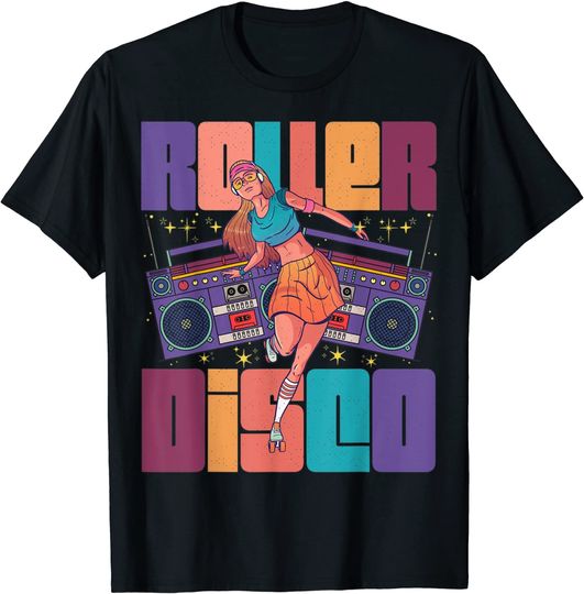 Disco Roller Girl Skate Radio 70s 80s T-Shirt