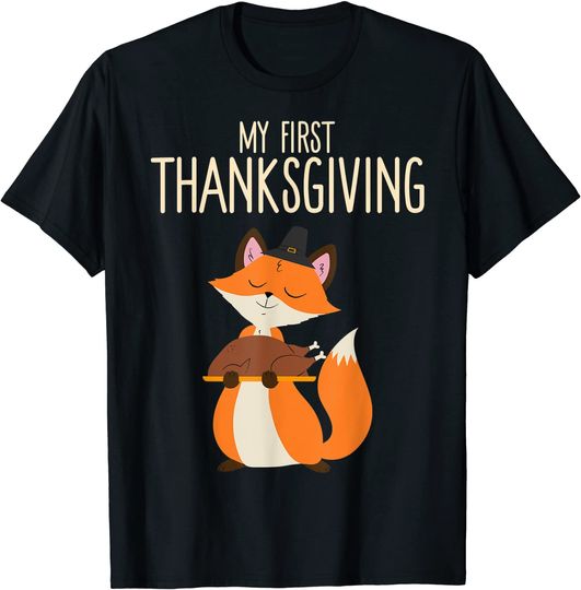 Fox My First Thanksgiving Baby Clothes Toddler Boys Girls T-Shirt