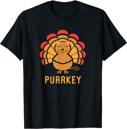 Purrkey Turkey Cat Thanksgiving Cat Lover T-Shirt