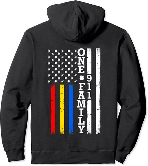 First Responders Thin Red Gold Blue Line Flag Hoodie