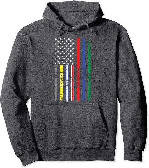 First Responder American Flag EMS POLICE NURSE MILATARY FIRE Pullover Hoodie