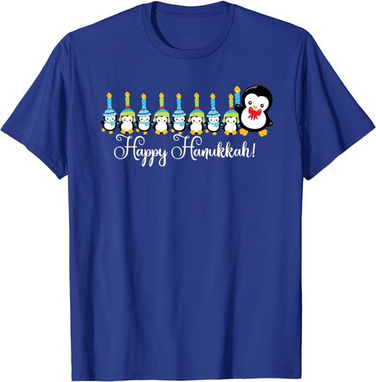 Happy Hanukkah Penguins Menorah Funny Christmas T-Shirt Gift
