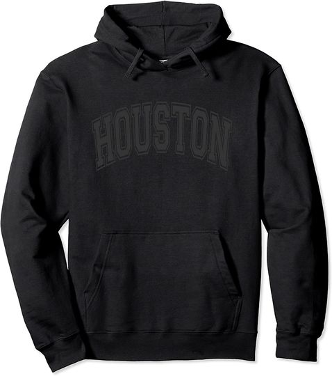 Houston Texas TX Varsity Style Black with Black Text Pullover Hoodie