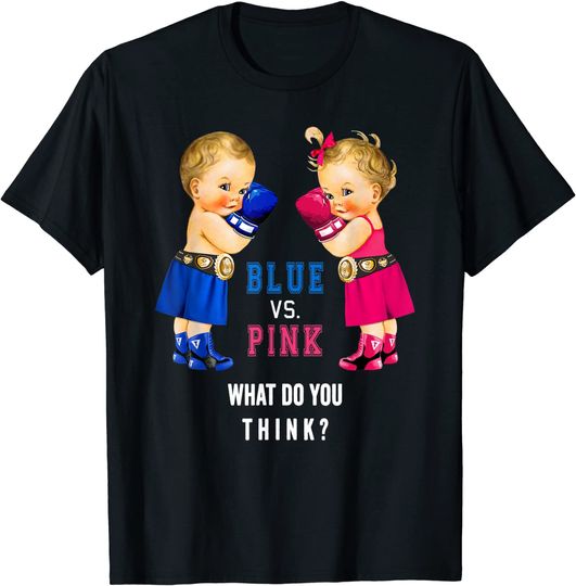 Blue vs Pink Boxing Babies Gender Reveal T-Shirts