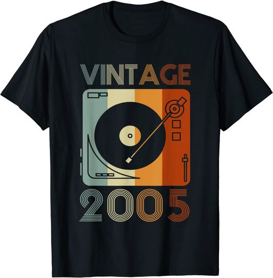 Vintage 2005 Retro Record Player Birthday Vinyl DJ T-Shirt