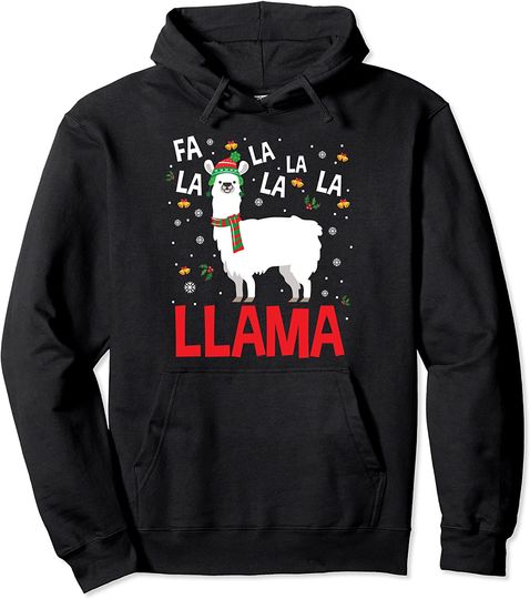 Fa La La Llama Design Cute Christmas Llama Pullover Hoodie