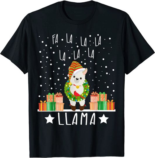 Alpaca Christmas Pajama Gift Pajamas Xmas Fa La La Llama T-Shirt