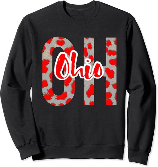 Ohio Red Leopard Cheetah Travel Vacation Souvenir State USA Sweatshirt