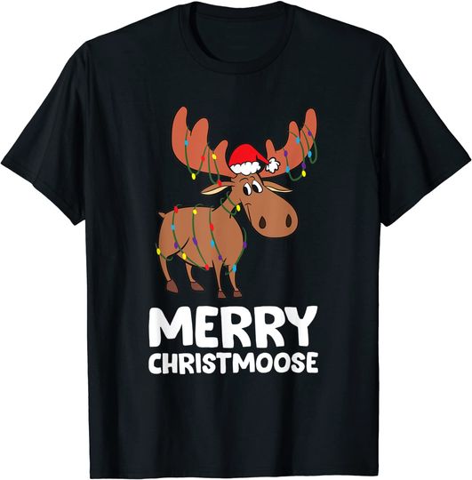 Merry Christmas Xmas Merry Christmoose Santa Hat Moose T-Shirt