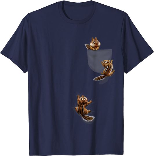 Squirrel Climbing In Pocket T Shirt