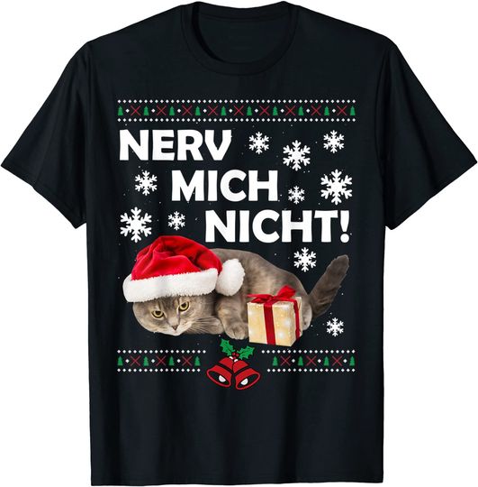 Evil Cat Santa Ugly Christmas Sad Cat T-Shirt