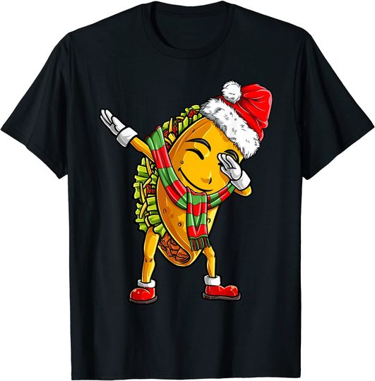 Dabbing Taco Santa Christmas T-Shirt