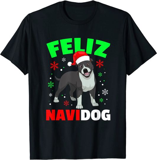 Feliz Navidog Pitbull Dog Ugly Xmas Shirt T-Shirt
