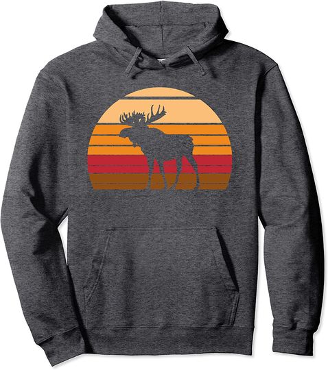 Retro Moose Vintage Sunset Animal Apparel Hoodie