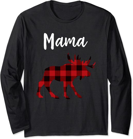 Mama Plaid Moose Christmas Pajama Long Sleeve