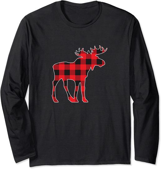 Moose Elk Plaid Buffalo Check Pajama Lumberjack Christmas Long Sleeve