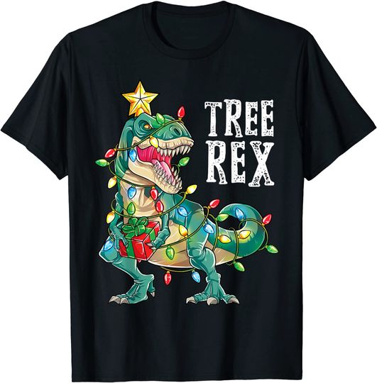Christmas Dinosaur Tree Rex Pajamas T-Shirt