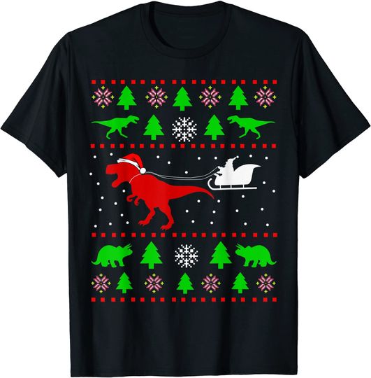 Dinosaur Ugly Christmas Sweater T-Shirt