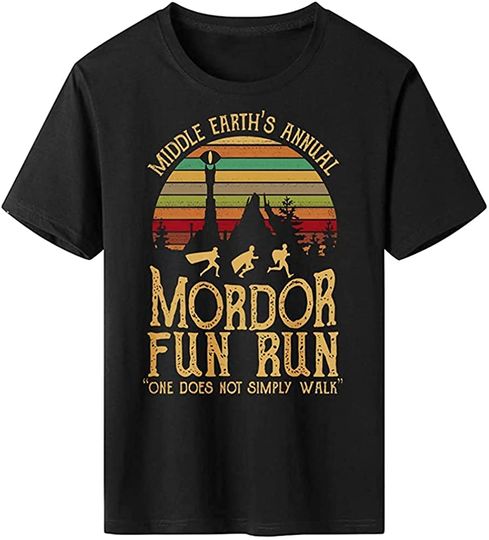 LSDSKD Middle Earth's Annual,Mordor Fun Run,One Does Not Simply Walk Short Sleeve T-Shirt for Men