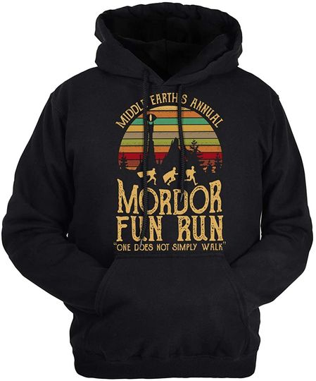 Middle Earth's Annual,Mordor Fun Run,One Does Not Simply Walk Hoodie Sweatshirt Pullover for Men