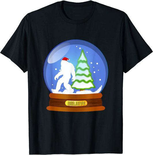 Bigfoot Santa Snow Globe Christmas T-Shirt
