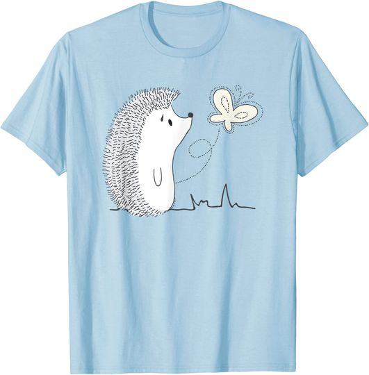 Cute Vintage Hedgehog Butterfly Art T-Shirt
