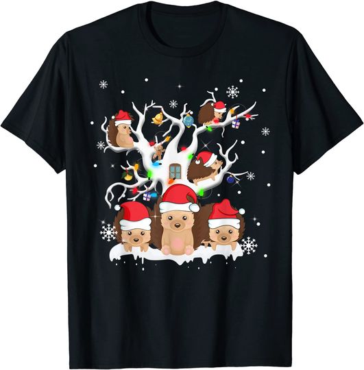 Hedgehogs Santa Hat Christmas Tree Xmas T-Shirt