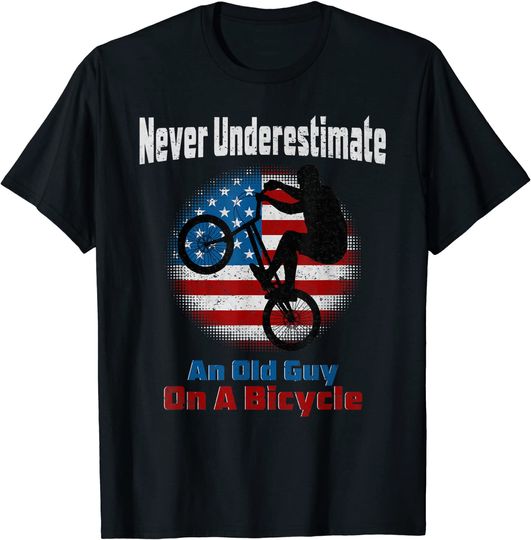 Vintage Cycling Never Underestimate An Old Guy On A Bicycle T-Shirt