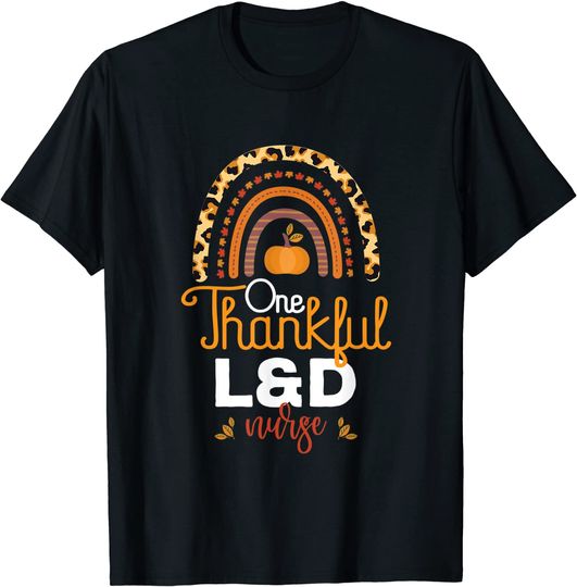 Thankful L&D Nurse Leopard Rainbow T-Shirt