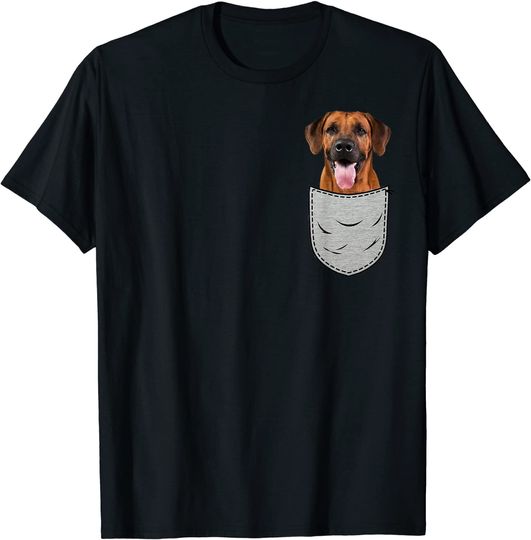Rhodesian Ridgeback Chest Pocket For Dog Owners T-Shirt