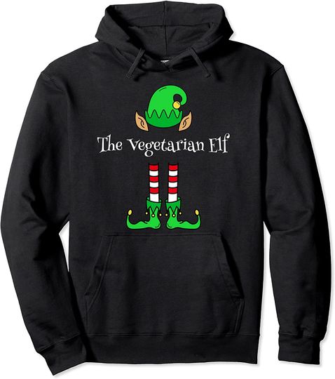 Vegetarian Elf Matching Family Christmas Meal Pullover Hoodie
