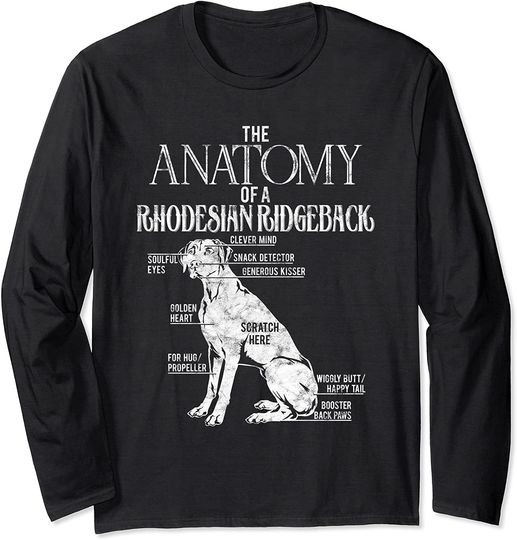 Funny Rhodesian Ridgeback Gifts For Dog-Lover Dog Anatomy Long Sleeve