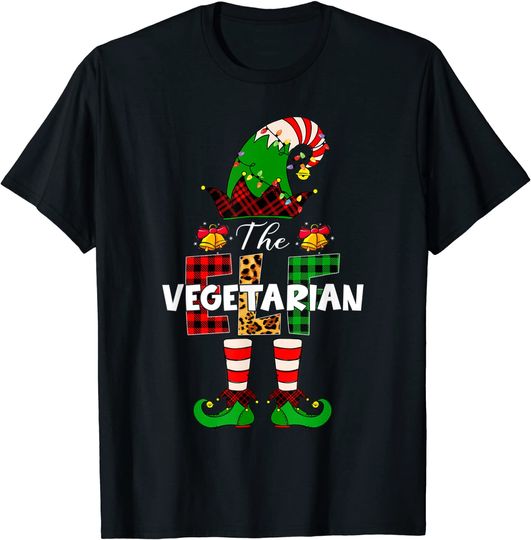 Vegetarian ELF Matching Family Group Christmas Party Pajama T-Shirt