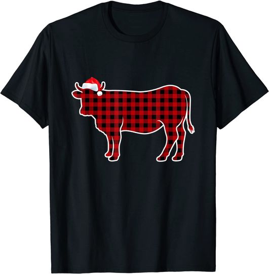 Red Buffalo Plaid Cow Christmas Pajamas Family T-Shirt