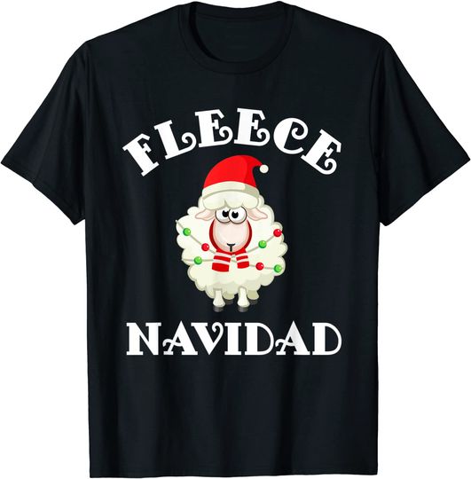 Fleece Navidad Feliz Sheep Christmas Animal Design T-Shirt