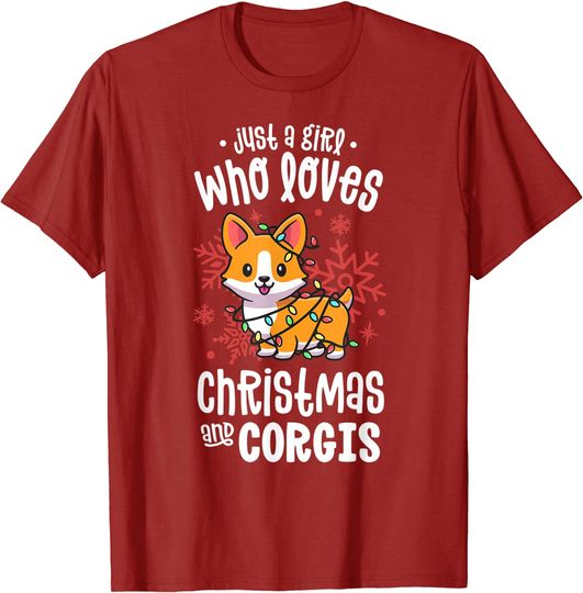Corgi Pajamas Dog Just A Girl Who Loves Corgis Xmas T-Shirt
