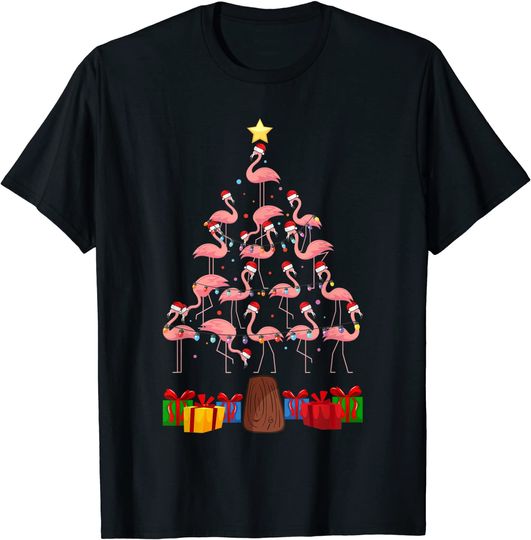 Christmas Flamingo Tree Pajama T-Shirt