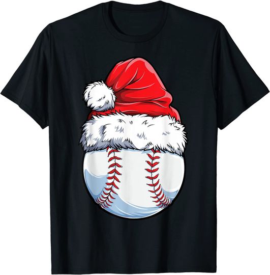 Christmas Baseball Ball Santa Hat T-Shirt