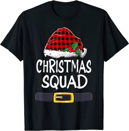 Christmas Squad Family Pajamas Santa Red Plaid Xmas T-Shirt